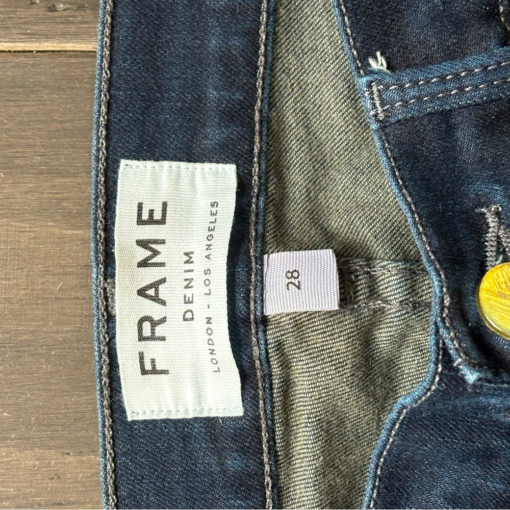 FRAME Denim Jeans Women's Dark Blue Zippered Ankle & Pockets Size 28
